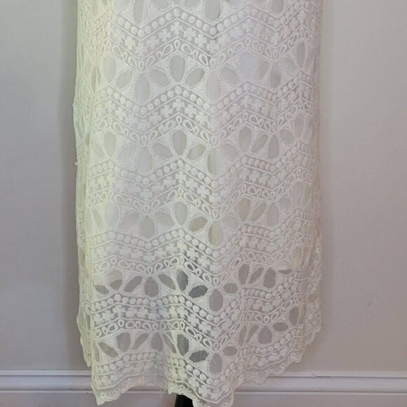 Zara Basic Collection Ivory Embroidered Lace Crew Neck Pullover Dress Large - Picture 8 of 10
